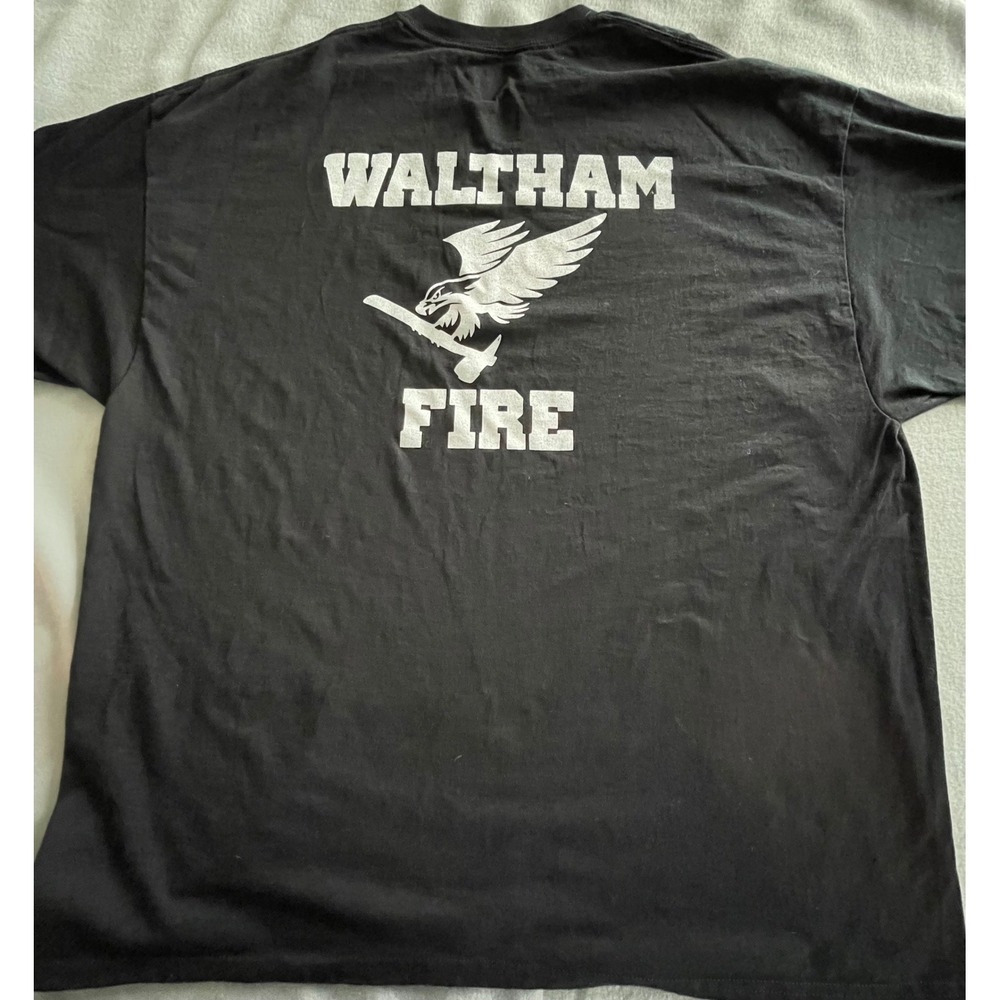 Gildan Waltham‎ Fire Dept T-Shirt Mens 2XL Black Short Sleeve DryBlend Graphic - Picture 5 of 7